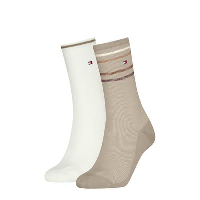 Socken TOMMY HILFIGER, Damen, Gr. 35-38, beige (sand), Obermaterial: 66% Baumwolle, 30% Polyamid, 2% Metall, 2% sonstige Fasern, Socken Socken