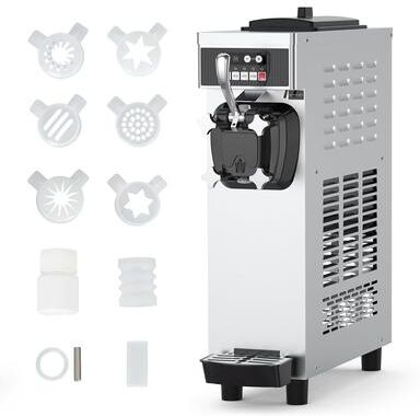 YUN Commercial Soft Serve Ice Cream Machine 1200W, 4.7-5.8 Gal/H Single Flavor with Auto Clean