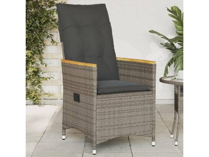Chaise inclinable de jardin avec coussins gris résine tressée fauteuil de jardin inclinable fauteuil inclinable de 365644