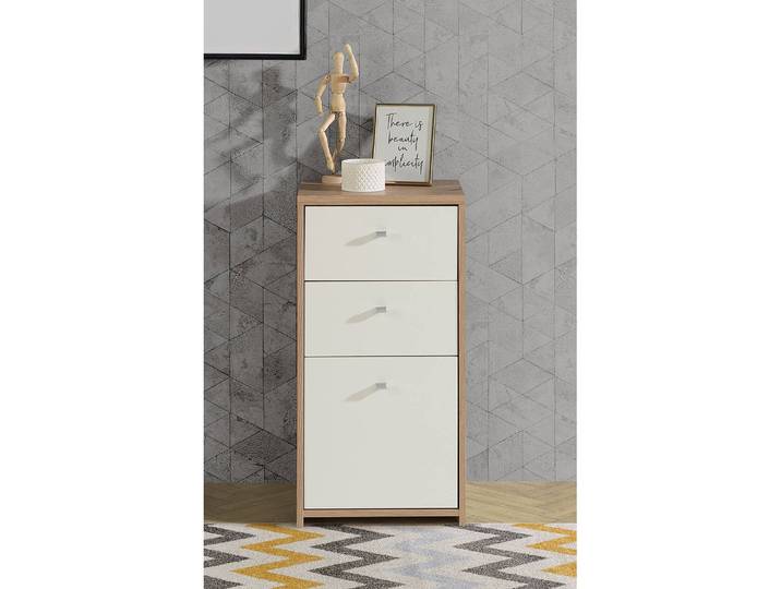 Buffet Rison I 40 x 77 x 30cm Blanc/Imitation chêne Artisan/Blanc