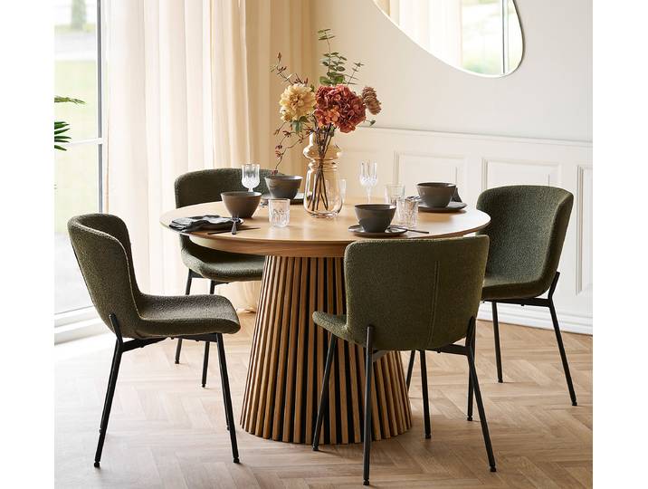 Ensemble repas Zemya 5 pièces Ø 120cm Vert/Beige