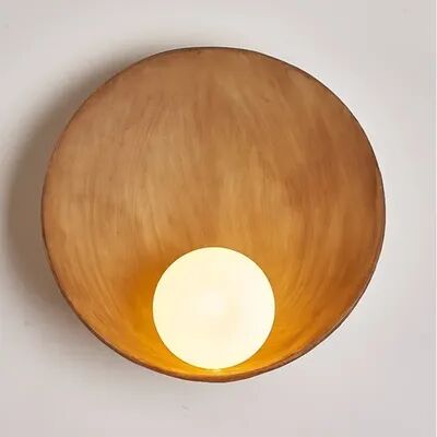 Friendly Fresh Finds Japanese LED Wall Lamp Resin Japanese Wall Sconce For Bedroom Hallway And Living Room wood Color warm Light