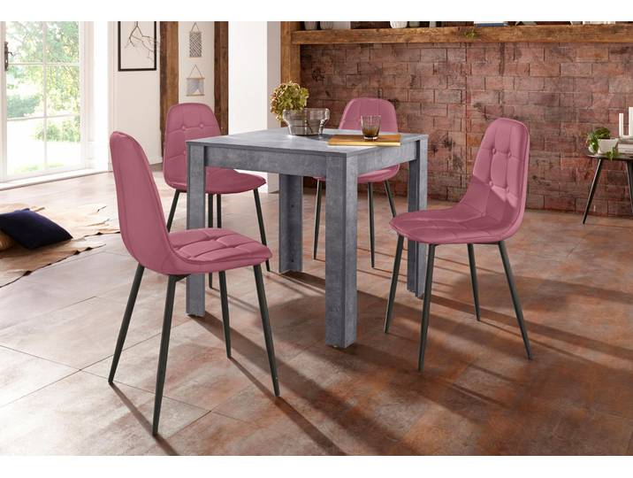 Essgruppe GOODPRODUCT, rosa (schieferfarben, rosa), B:80cm, Sitzmöbel-Sets, Essgruppe, mit Esstisch 80 cm breit