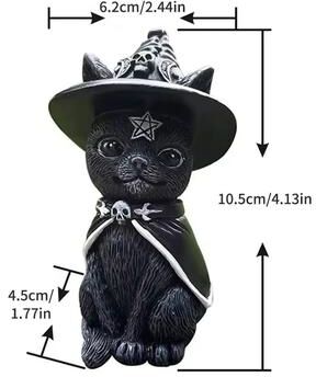 Uplift Treasures Black Cat Witch Figurine Halloween Desk Decor hat