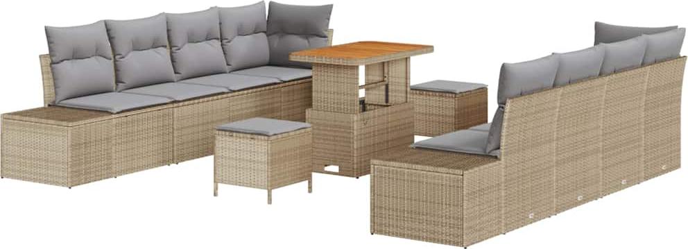 vidaXL Gartensofa-set Beige Poly Rattan
