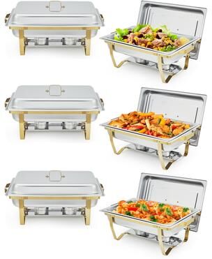 Garvee 2/4/6 Pack Chafing Dishes for Buffet, 8QT Stainless Steel Buffet Servers and Food Warmers