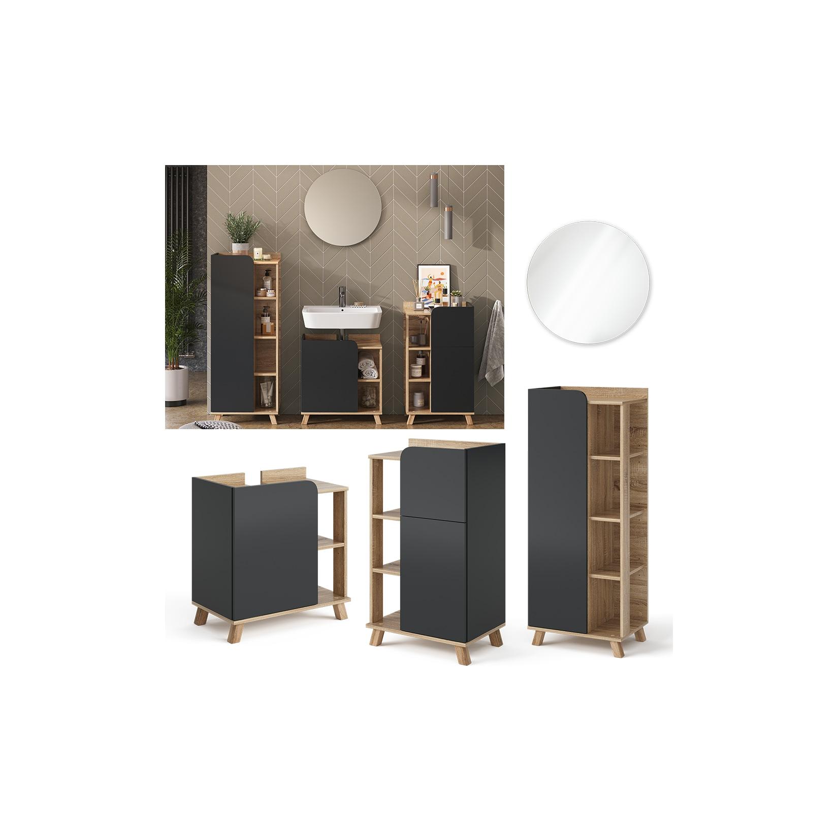 Vicco Badmöbel-Set Karen Sonoma Anthrazit 4 Teile