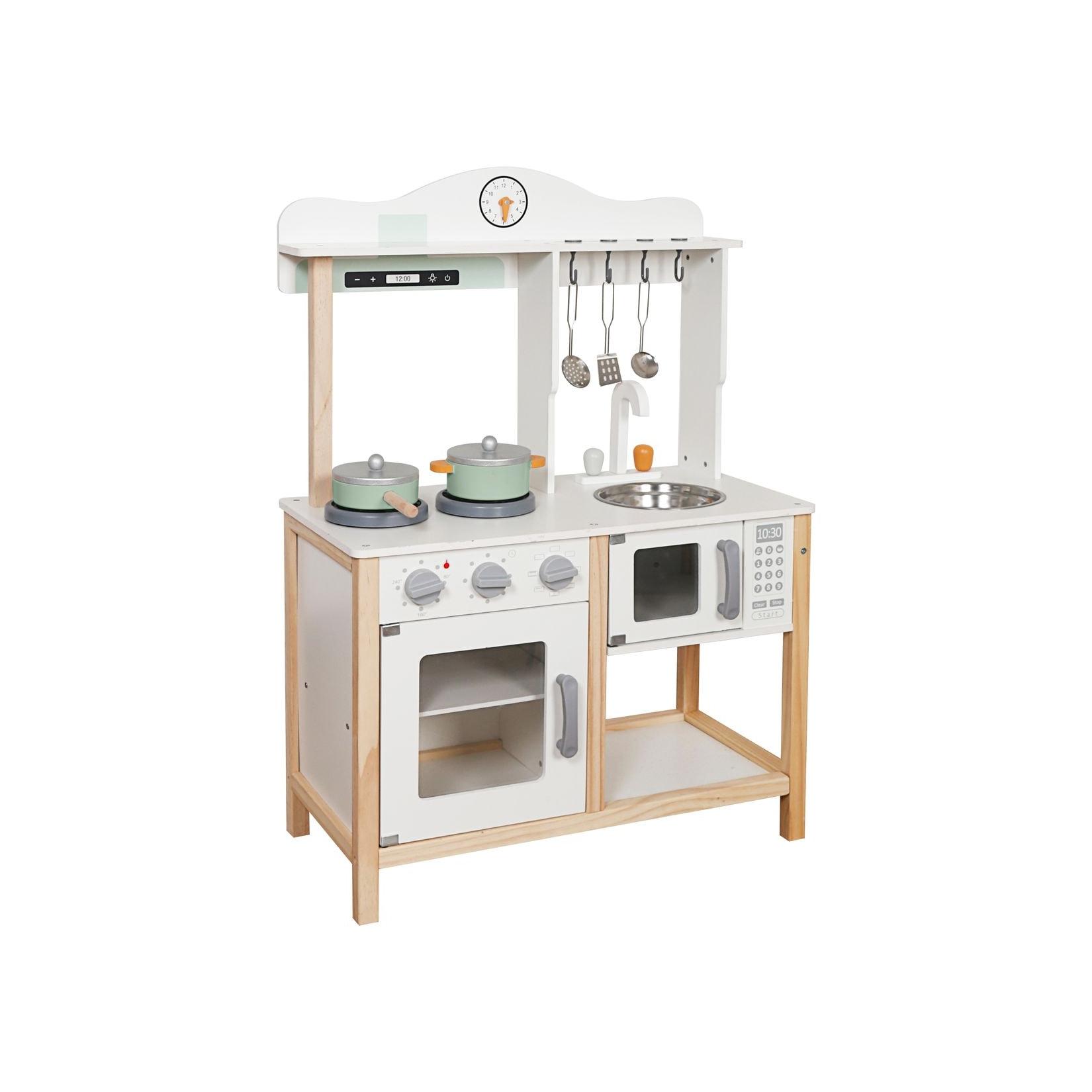 Moni Kinderküche Nana W10K001 Holz Topf Kochzubehör Mikrowelle Pfanne Deckel weiß