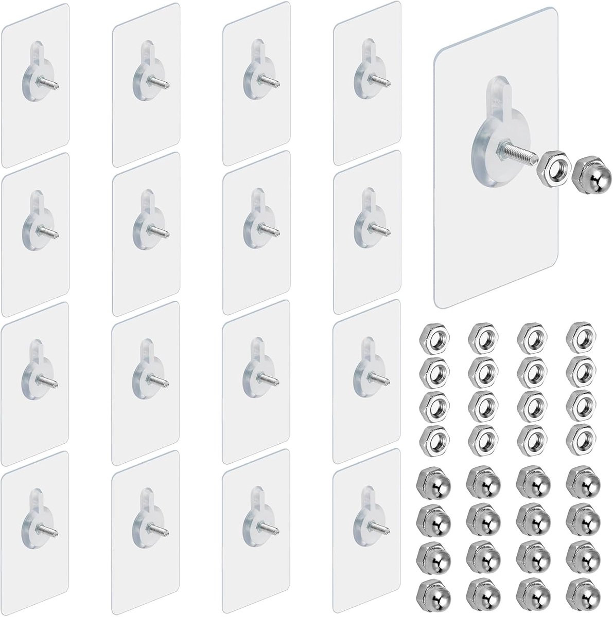 16 stuks zelfklevende fotohangers, transparante nagelstickers voor foto's en wandschilderijen