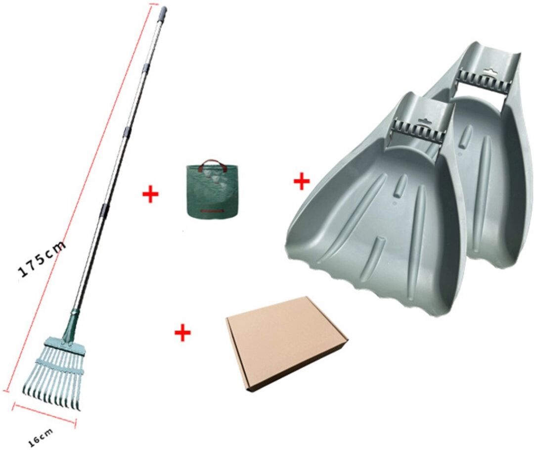 INF Râteau de pelouse télescopique 11 dents – Râteau réglable 4 sections en acier inoxydable avec tête détachable, grand râteau