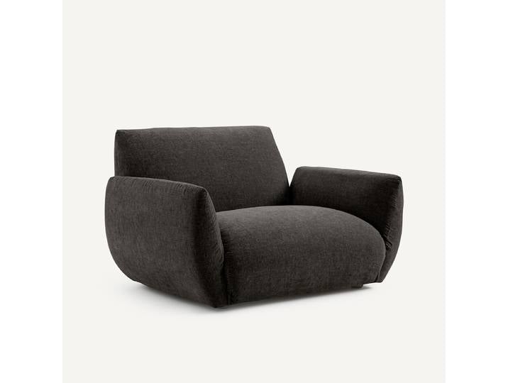 AM.PM Fauteuil velours chenille, Spogano 1 Place Gris Basalte