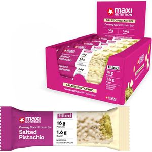 MaxiNutrition Proteinriegel Creamy Core, 12 Riegel, Salted Pistachio, je 45 g, pro Riegel 16 g Protein