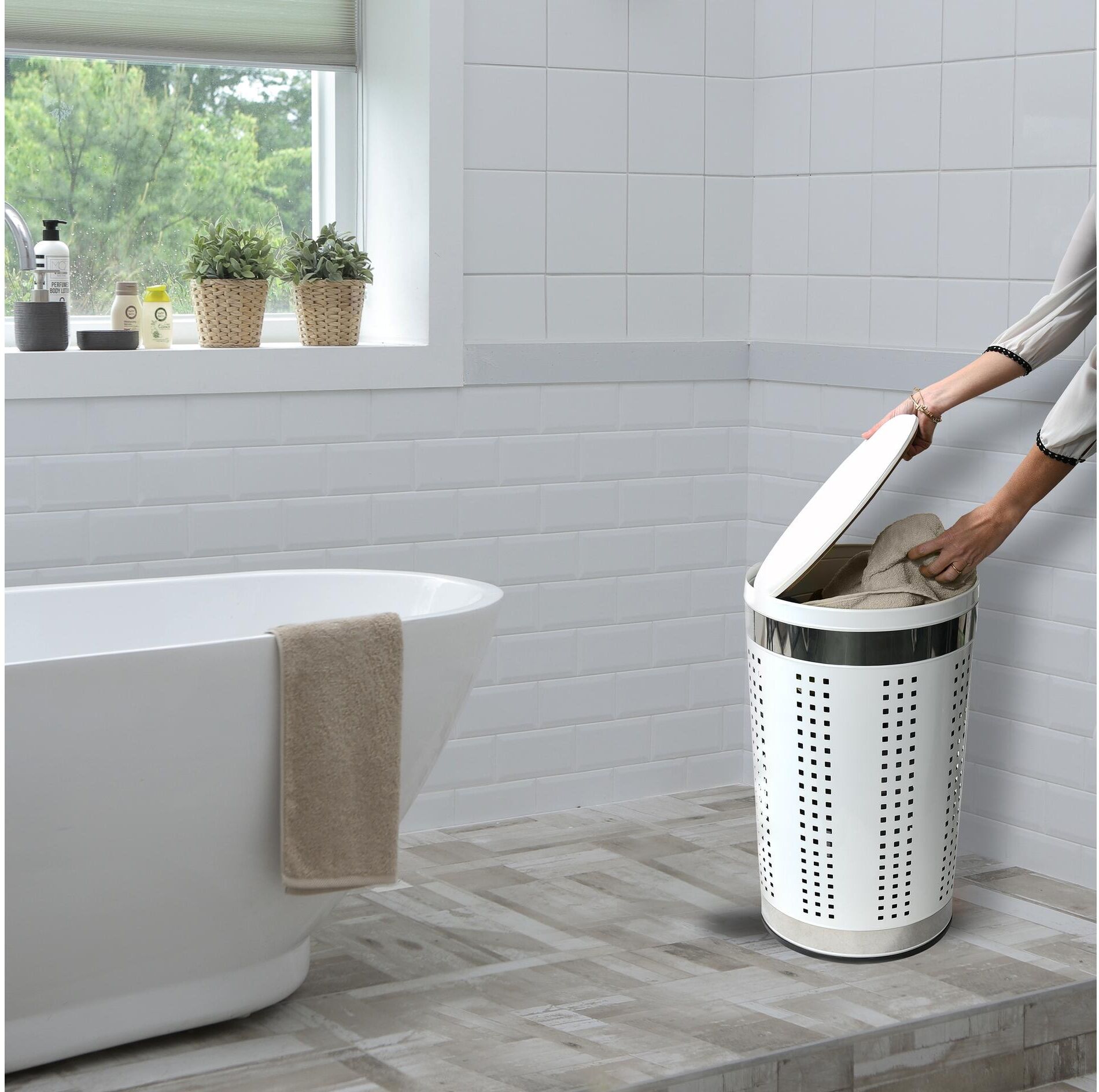 Wäschekorb MSV "MSV Wäschekorb 46 l, Weiss", weiss (weiß), 46 l, Wäschesammler, Wäschekorb weiß 46 l