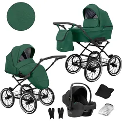 Kunert, Kinderwagen, Romantic 3-in-1 Kinderwagen in Grün mit Cosmo Autositz und grossem Zubehörpaket