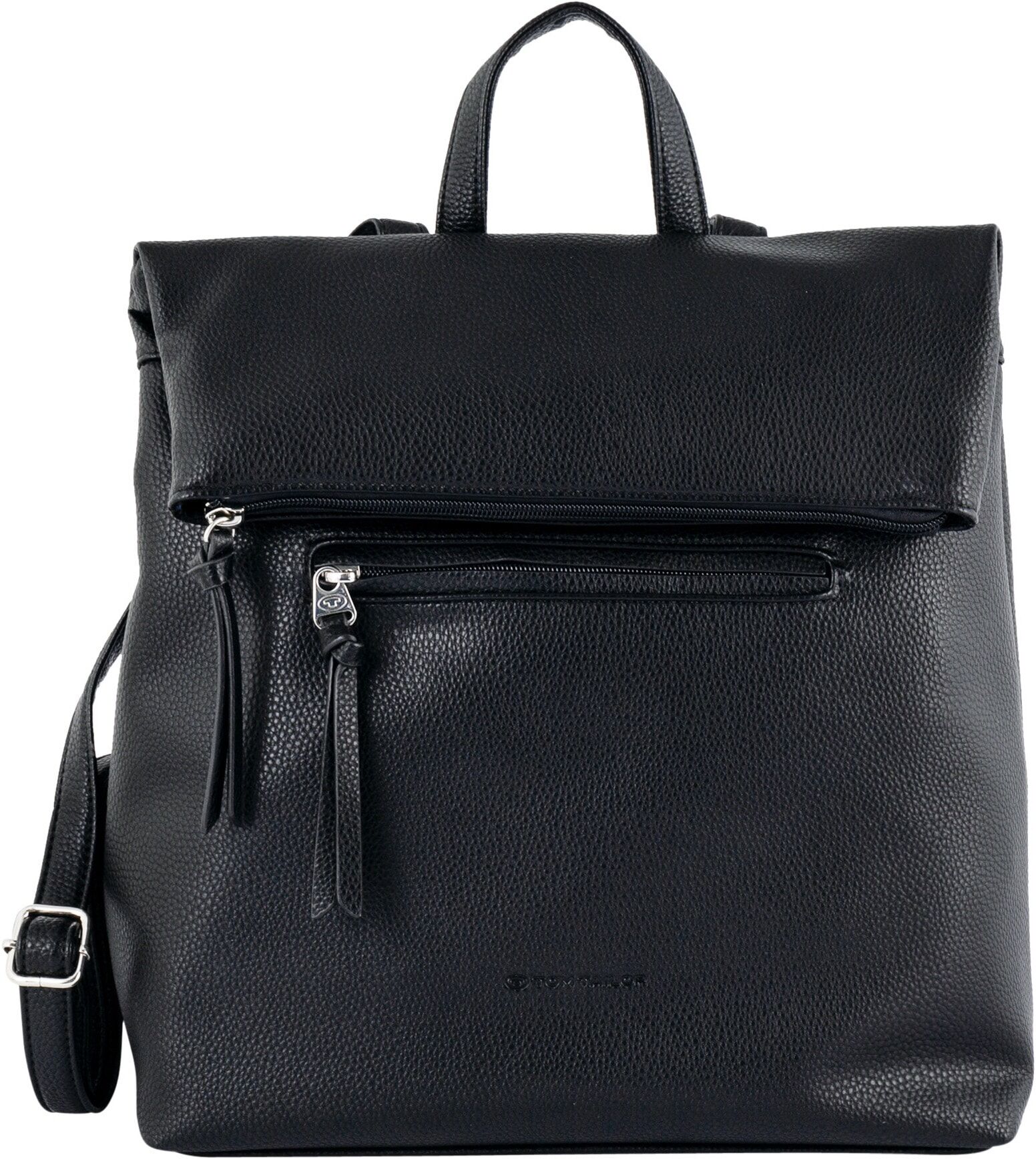 Rucksack TOM TAILOR "Tinna", Damen, Gr. B/H/T: 32cm x 33cm x 11,5cm, schwarz, Rucksäcke Rucksack, ein perfekter Allrounder, sportiv und modern mit funktionalen Details