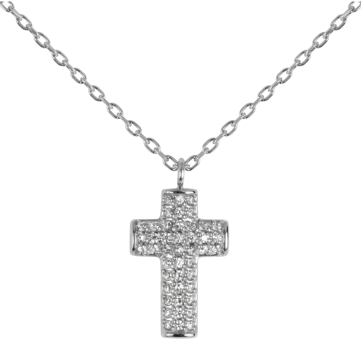 Jacques Lemans Halskette Edelstahl Kreuz mit Zirkonia