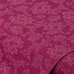 Baumwoll-Trachtenstoff "Blumenranken", pink/weiß