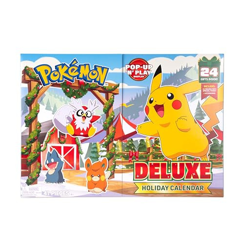 Pokémon Deluxe X-mas Adventskalender 2025 PKW4117, meerkleurig, inclusief 24 gevechtsfiguren en 4 accessoires