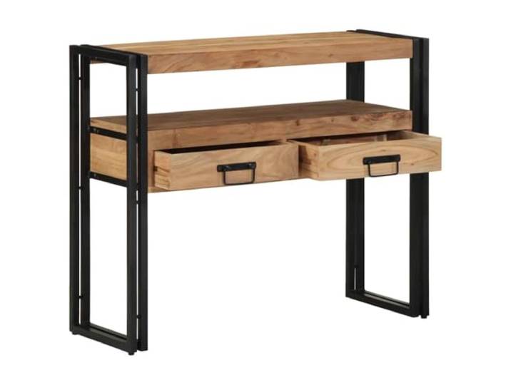 Schubladenkonsole Braun 90 x 33 x 75 cm Akazie Massivholz Stabile Stahlrahmen, glatte Schubladen, für Flur und Wohnzimmer, Selbstmontage