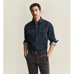 Gant für Herren. 3263010 Jeanshemd mit blauer Webkante (M), Lässig, Baumwolle, Langarm