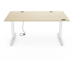 Yaasa Desk Pro Nature, 160x80 cm, Bambus/Weiß - Elektrisch höhenverstellbarer Schreibtisch
