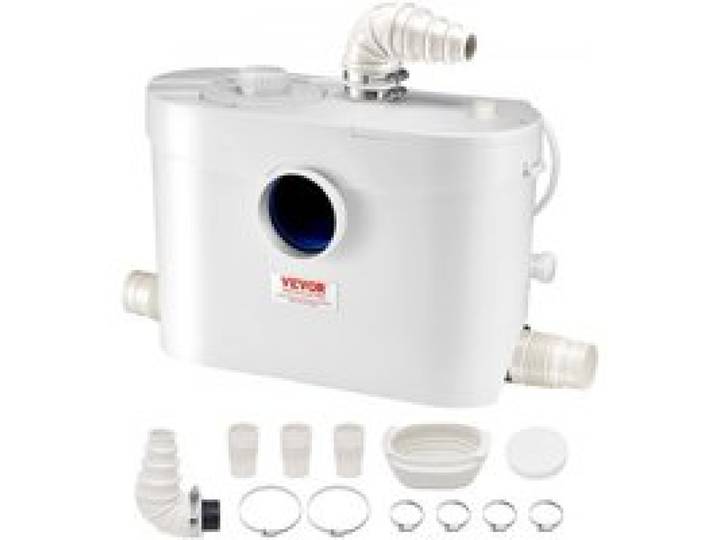 VEVOR Hebeanlage, 900 W, 180 L/min Durchfluss, 12 m Förderhöhe, Abwasserhebeanlage mit 4 Wassereinlässen, Schmutzwasserpumpe für Toilette, Keller, Dusche, Waschbecken, Waschküche, Badewanne