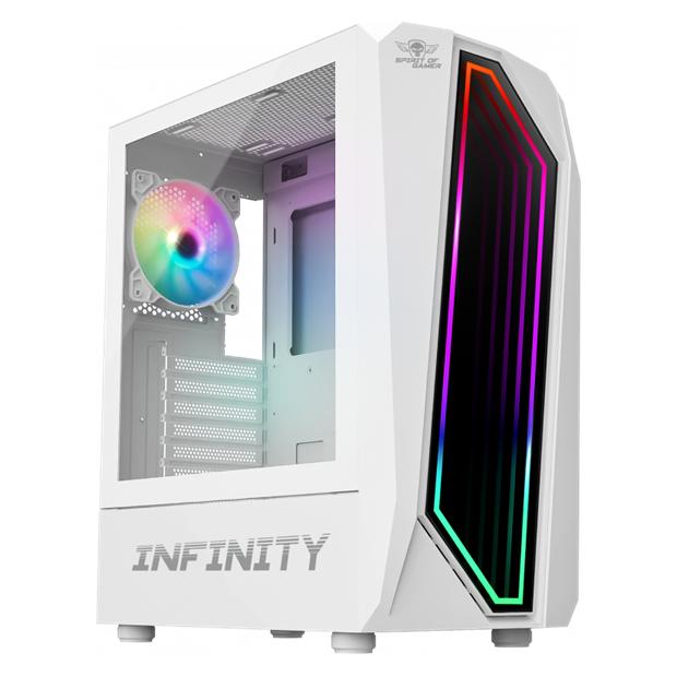 Spirit Of Gamer Boitier Moyen Tour Atx Infinity RGB Avec Panneaux Vitrés (Blanc) (ATX) (8201WT)