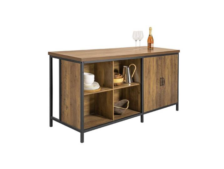SoBuy Küchenbuffet KNL01, Vitrinenschrank Buffet Küchenarbeitsblock Arbeitsinsel Kücheninsel freistehend Küchenschrank Highborad Kommode Sideboard