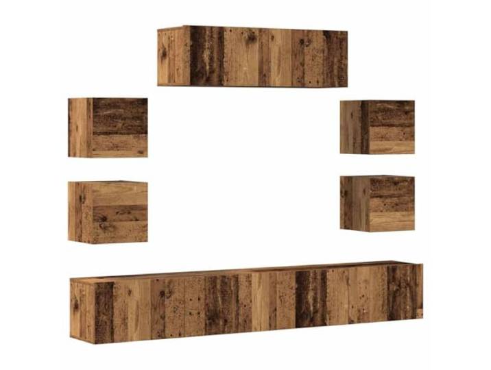 KGFHERENB 7-tlg. TV-Schrank Wandmontage Hängend Altholz Holzwerkstoff Schafft stilvollen Stauraum im Wohnzimmer, entlastet die Bodenfläche und setzt Dekoartikel elegant in Szene.