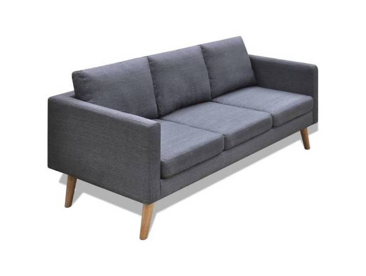 Canapé à 3 places-Mobilier de Salon Tissu Gris foncé