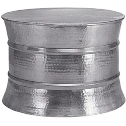 WOMO-DESIGN Couchtisch Ø50×50 cm, Natur, Altholz/Metallkorb Schwarz, rund, handgefertigt