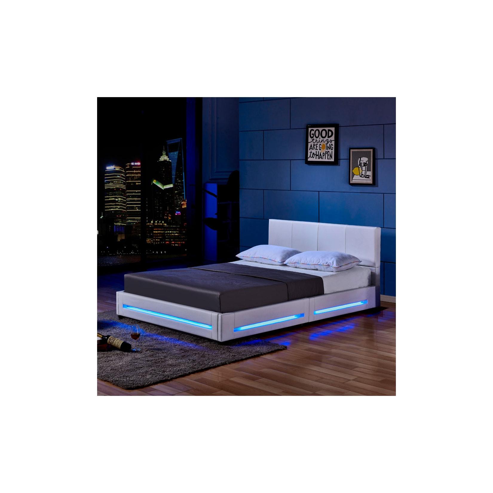 LED Bett ASTEROID - 140 x 200 cm Weiß