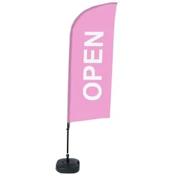 SHOWDOWN Displays Showdown Beachflag - Komplett-Set - Open Englisch - Pink/Schwarz