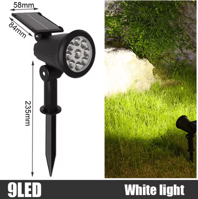 Inspire Curations 9LED RGB Solar Spotlights IP65 Outdoor Garden Landscape Lights white Light 2pcs