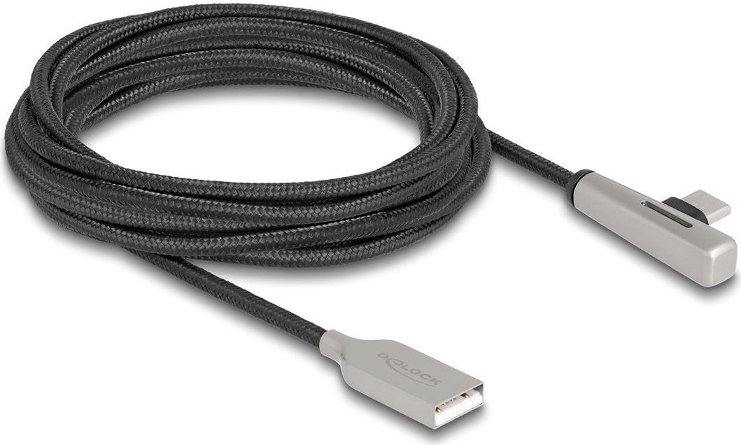 Delock USB-kabel USB naar 24-pins USB-C haaks USB 2.0 3 m Zwart/zilver