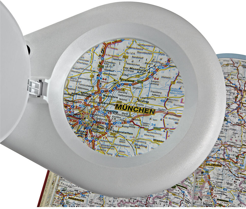 LED-Lupenleuchte MAULviso IP54, Armlänge 310 mm, mit Standfuß, weiß MAUL