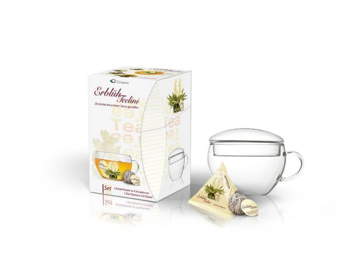 Teeglas CREANO Erblühteelini 200 ml , transparent, 200ml, 1 Stk., Glas, Trinkgefässe, Teeglas