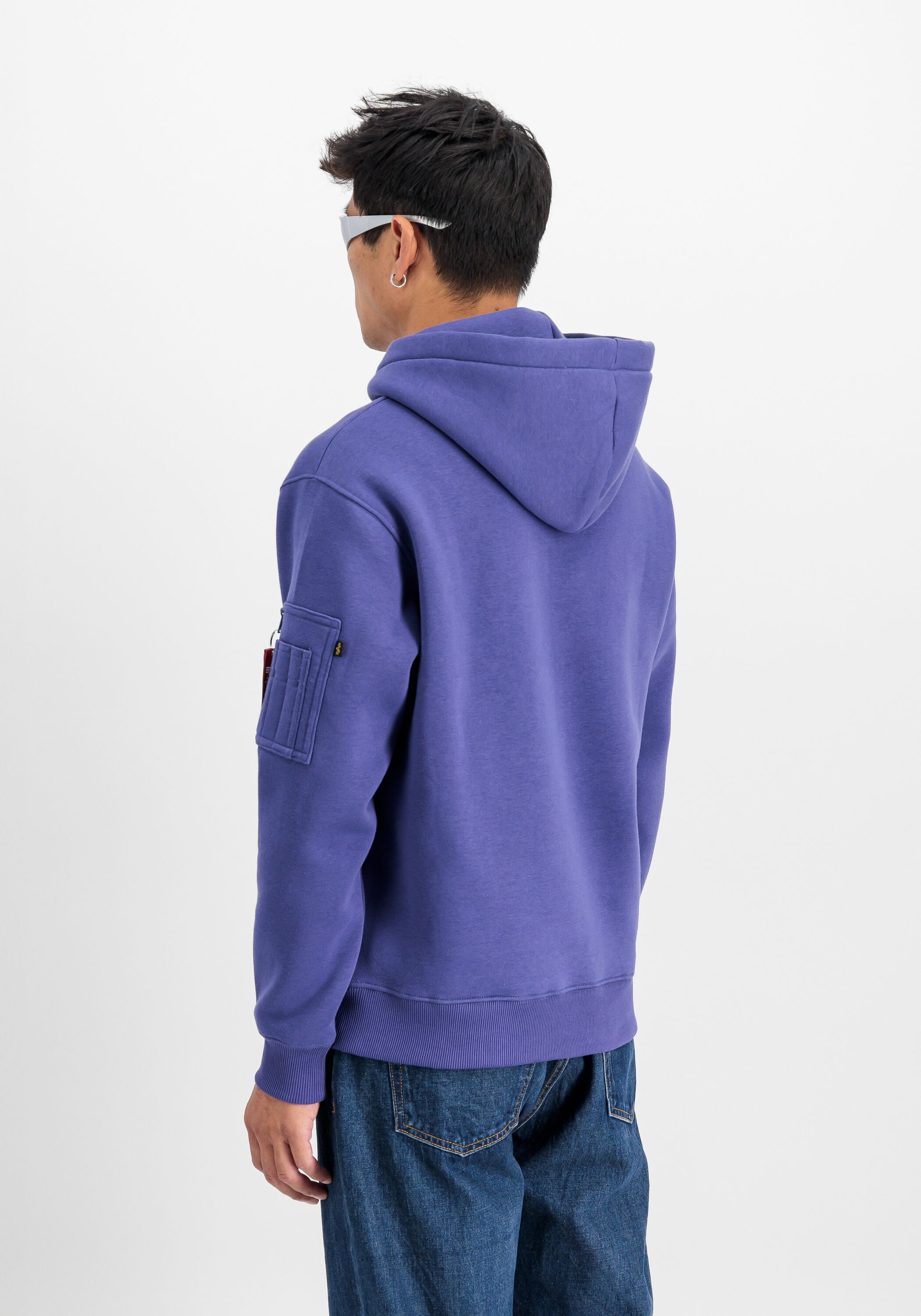 Hoodie ALPHA INDUSTRIES "Alpha Puff Print Hoodie", Herren, Gr. S, lila (night lila), Obermaterial: 80% Baumwolle, 20% Polyester, regular fit, Sweatshirts Hoodie night lila S