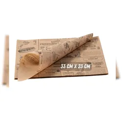 FRITZTOWN® Deli Paper 33x23 cm Braun – 100 Blatt | Fettabweisendes Einschlagpapier | Für Burger, BBQ, Sandwiches & Street Food geeignet