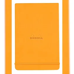 Rhodiarama Webnotepad 9x14 cm, mit festem Einband, 96 Blatt liniert, mikroperforiert, Papier elfenbein 90g - Orange 118308C
