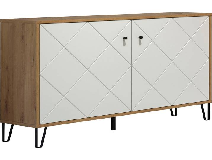 Sideboard HOME AFFAIRE Tarragona , weiss (artisan eiche melamin, weiß matt), B:123cm H:76cm T:40cm, Sideboards, Sideboard, Sideboard mit 2 Türen & Soft-Close - (B/T/H) 123/40/76 cm