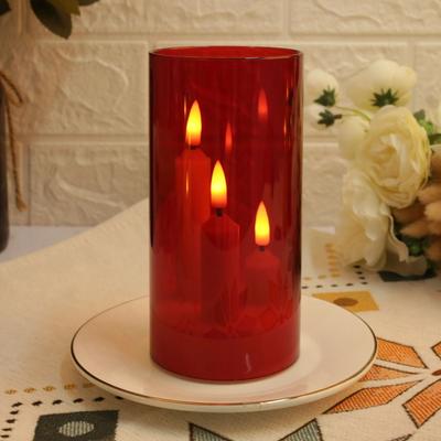 Uplift Picks Three In One Flameless Candle With Acrylic Lampshade red