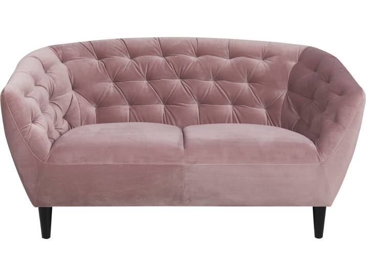 2-Sitzer ACTONA GROUP Ria Sofa, Couch, Doppelsofa, Loveseat , rosa (rose), B:150cm H:78cm T:84cm, Sofas, 2-Sitzer, Samtstoff, Massivholz-Beine, Taschenfederkern, Tufting, mit Armlehnen