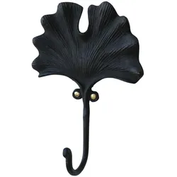 Chic Antique Haken in Blattform, 12,5 x 5 x 17 cm, antique schwarz