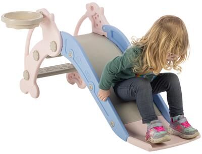 Hey! Play! Hey Play Indoor/Outdoor Toddler Slide with Basketball Hoop and Ball, Pink