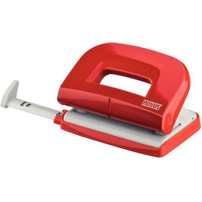 NOVUS Locher E 210, rot/grau, Stanzleistung: 10 Blatt, Metallunterteil und Kunststoffoberteil, mit Anschlagschiene