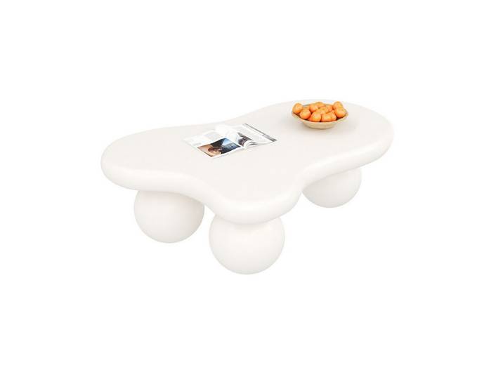 Rutaqian Couchtisch Cloud Style Couchtisch mit LED-Beleuchtung – 16 Farben wählbar, Wolkenform-Design, Rundbein-Design