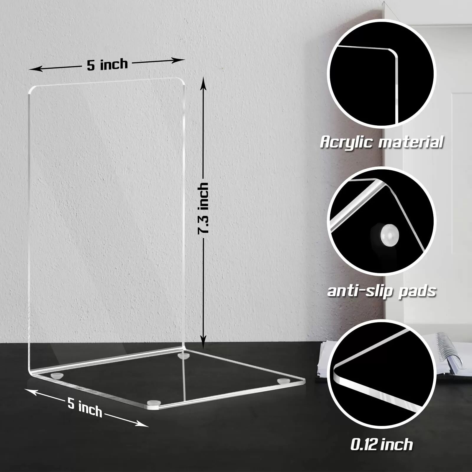 INF Buchstütze aus Acryl, 4er-Pack, Buchstütze transparent, wiederverwendbare Buchstütze, Buchhalter geeignet für Schulbüro,