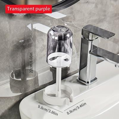 Uplifted Trends Hygienic Wall Mounted Toothbrush Holder With Dust Cover And Automatic Toothpaste Dispenser purple