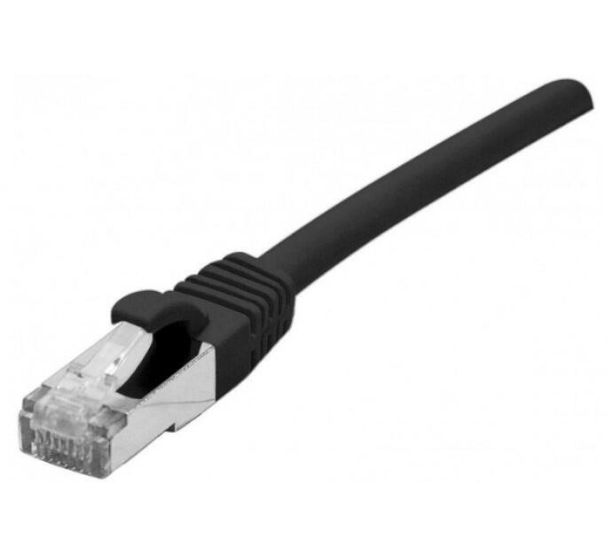 exertisConnect Exertis Connect Patchkabel Cat. 6A, S/FTP (PiMF), halogenfrei, mit Rastnasenschutz, schwarz, 0,15 m AM858481E